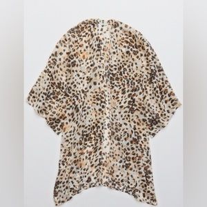 Aerie Chiffon Leopard Cheetah Kimono Swim Coverup One Size